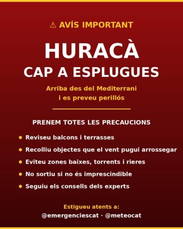 Alerta a Esplugues per un huracà mediterrani: aquestes són les zones de més risc i els consells de seguretat