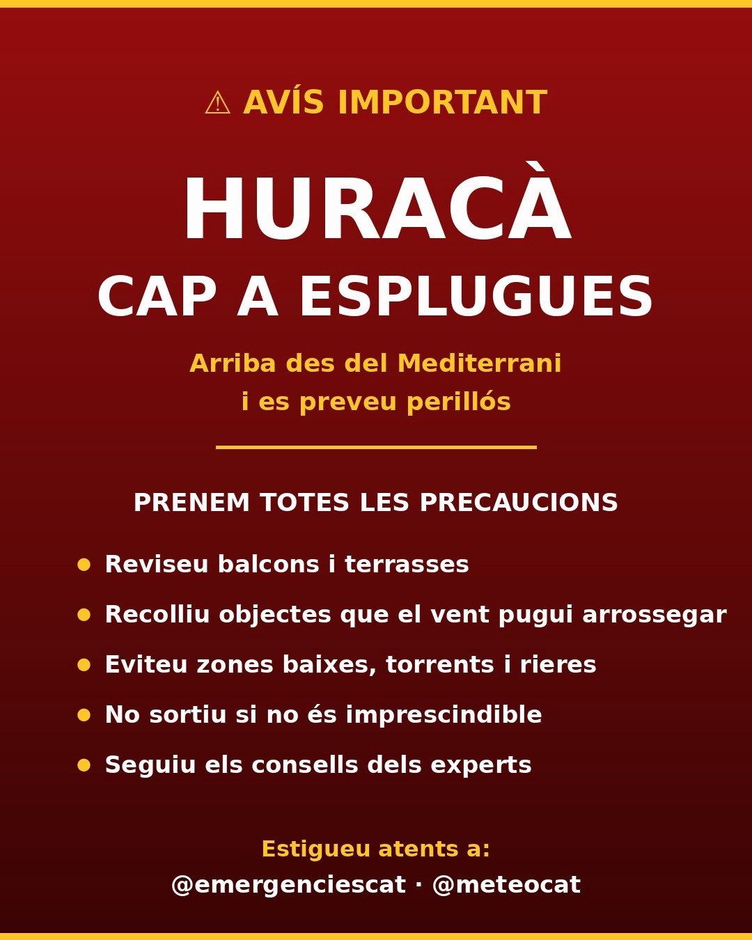 Alerta a Esplugues per un huracà mediterrani: aquestes són les zones de més risc i els consells de seguretat